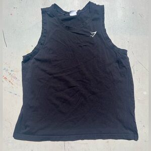 Men's Gymshark Tank Top Black Spell-Out Sleeveless L Cotton Weightlift Active